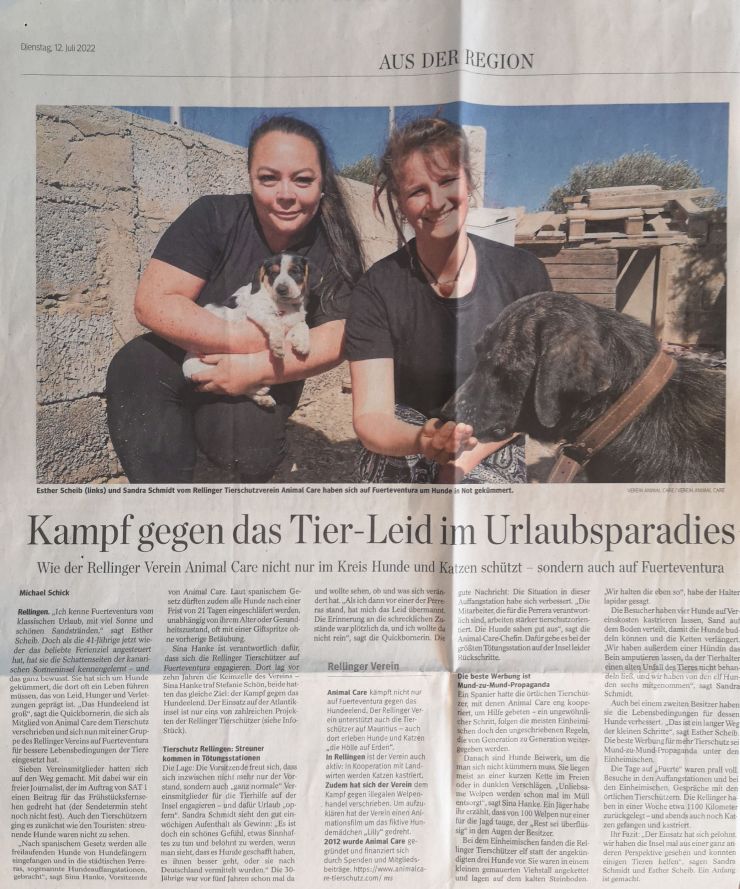 Foto von Zeitungsausschnitt Hamburger Abendblatt 12. Juli 2022